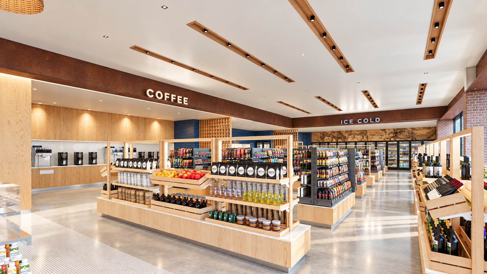 Architectural rendering of the market and refrigerated merchandise